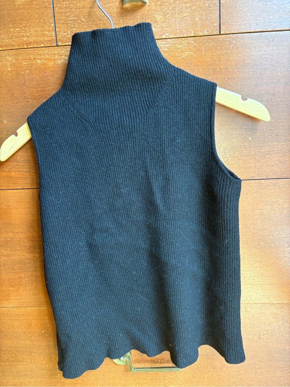 Sleeveless Black Ribbed Mock Neck Sweater